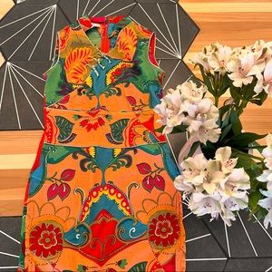 Orange 1970s-Inspired Mandarin Boho Tunic | Size 00